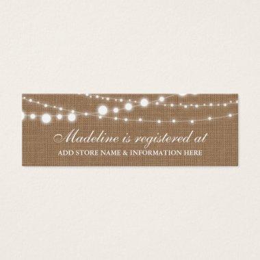 Rustic Burlap Bridal Shower Registry Insert Card