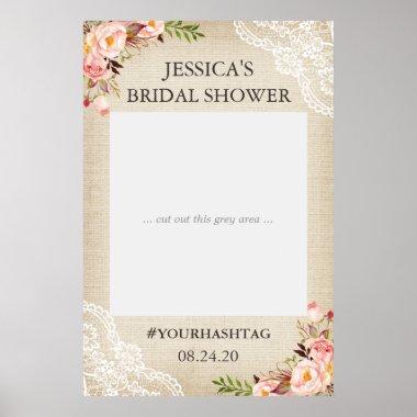 Rustic Burlap Floral Lace Bridal Shower Photo Prop Poster