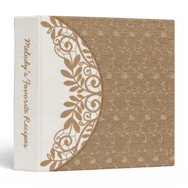 Rustic Burlap Lace  Recipe Binder