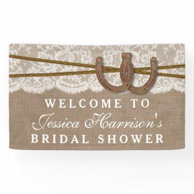 Rustic Burlap & Lace Horseshoe Bridal Shower Banner