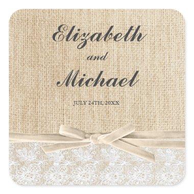 Rustic Burlap Lace Ivory Ribbon Favor Label