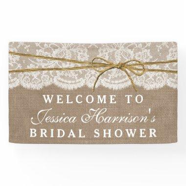 Rustic Burlap, Lace & Twine Bow Bridal Shower Banner