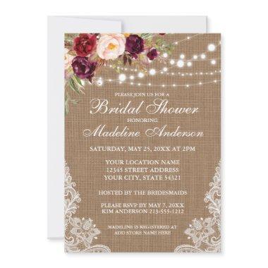 Rustic Burlap Lights Floral Lace