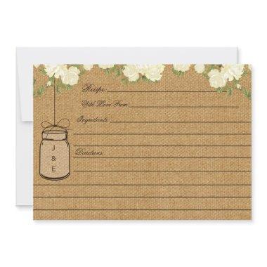 Rustic Burlap Roses bridal shower recipe Invitations