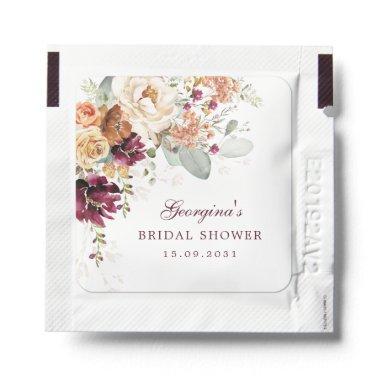 Rustic Burnt Orange Maroon Florals Bridal Shower Hand Sanitizer Packet