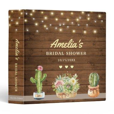 Rustic Cacti Succulent Bridal Shower Album Planner 3 Ring Binder