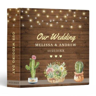 Rustic Cacti Succulent Our Wedding Planner Album 3 Ring Binder
