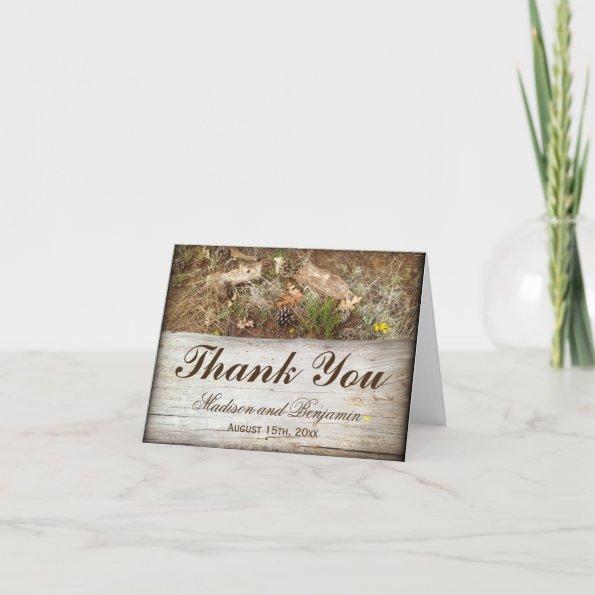 Rustic Camo and Wood Wedding Thank You Invitations