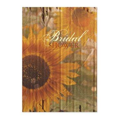 rustic board country sunflower  invitation