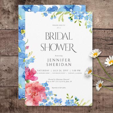 Rustic Carnations & Forget Me Nots Bridal Shower Invitations
