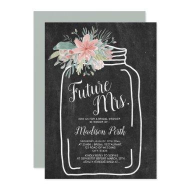 Rustic chalk floral mason jar script