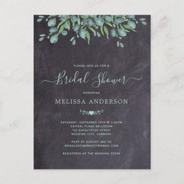 Rustic Chalkboar Greenery Eucalyptus Bridal Shower Invitation PostInvitations