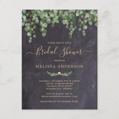Rustic Chalkboard Botanical Greenery Bridal Shower Invitation PostInvitations