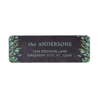 Rustic Chalkboard Eucalyptus Greenery Wedding Label