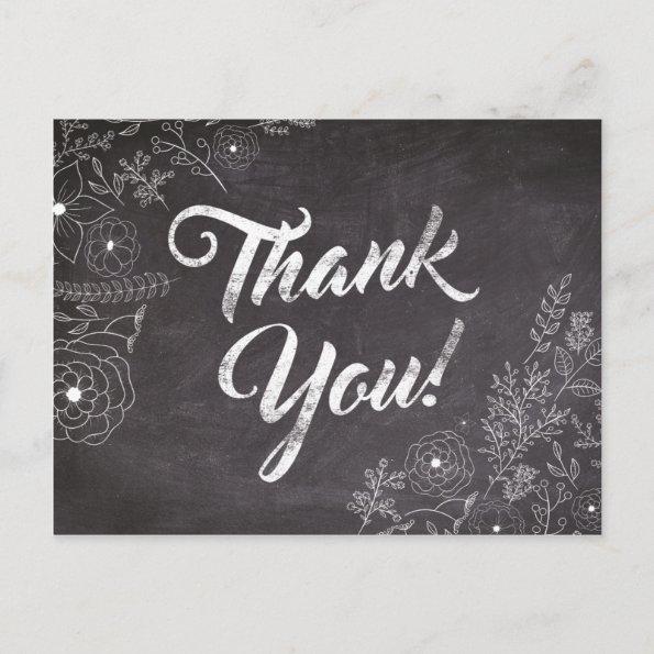 Rustic Chalkboard Floral Thank You Invitations