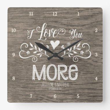 Rustic Chalkboard Leaf Heart Script Typography Square Wall Clock