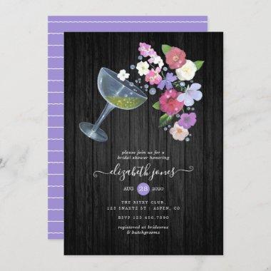 Rustic Champagne floral Bridal Shower Invitations