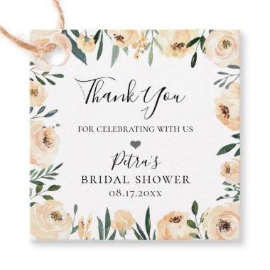 Rustic Champagne Floral Frame Thank You Favor Tags