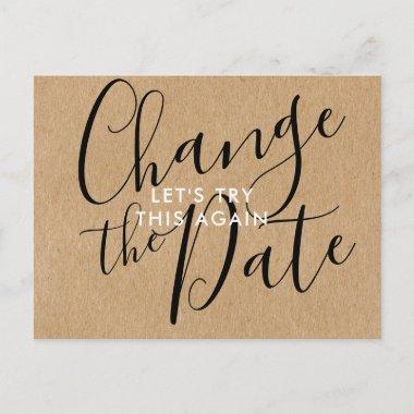 Rustic Change the Date Postponed Cancelled Event PostInvitations