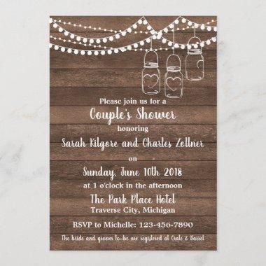 Rustic Charm String Lights Couple's Shower Invitations