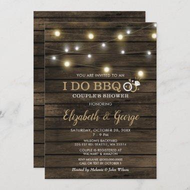 Rustic Chic Barn Wood I Do BBQ Couples Shower Invitations