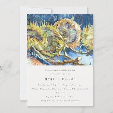 Rustic Chic Blue Yellow Sunflower Couples Shower Invitations