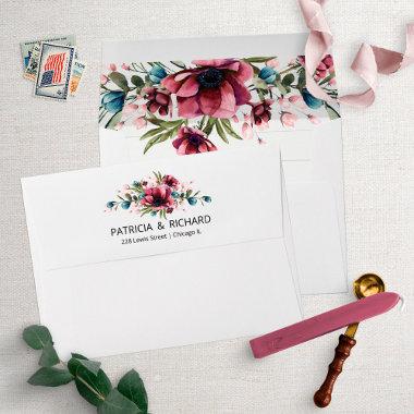 Rustic Chic Burgundy Floral Wedding Invitations Env Envelope