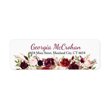 Rustic Chic Burgundy Marsala Return Address Label