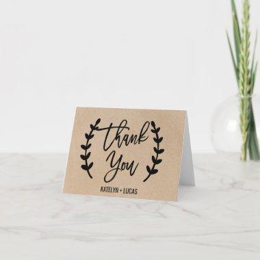 Rustic Chic Faux Kraft Calligraphy Thank You Invitations