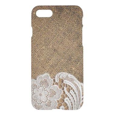 rustic chic western country burlap and lace iPhone SE/8/7 case