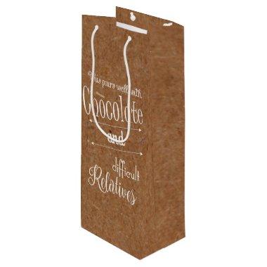 Rustic Chocolate And Wine Bottle Party Wine Gift Bag