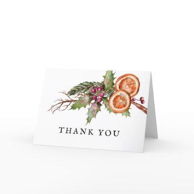 Rustic Christmas Bridal Shower Thank You Invitations