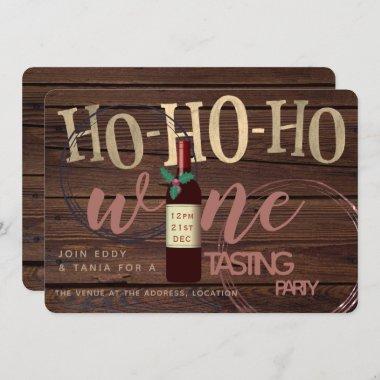 Rustic Christmas Wine Tasting Party Glass Stains Invitations