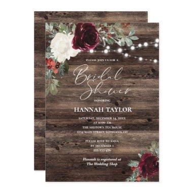 Rustic Christmas Wood Winter Bridal Shower Invitations