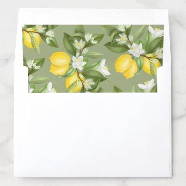 Rustic Citrus Watercolor Lemons Wedding Envelope Liner