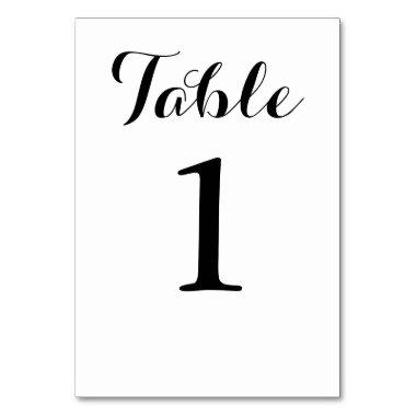 Rustic Classic Elegant Black and White Wedding Table Number