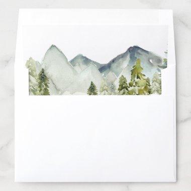 Rustic Classic Forest Trees Mountains Watercolor Envelope Liner