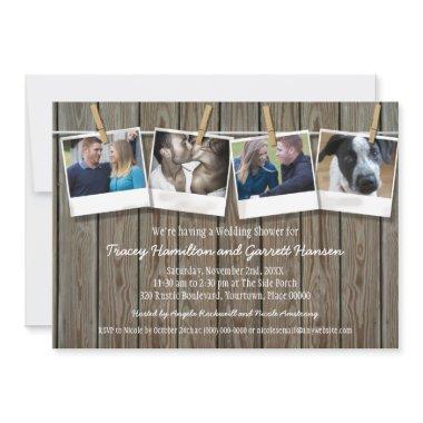 Rustic Clothesline Photo Wedding Shower Invitations