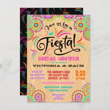 Rustic Colorful Mexican Fiesta Bridal Shower Invitations