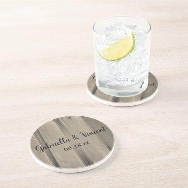 Rustic Country Barn Wood Wedding Drink Coaster