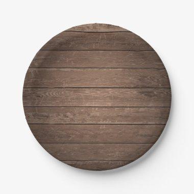 Rustic Country Barn Wood Wooden Party Paper Plates
