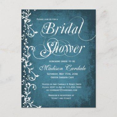 Rustic Country Blue Swirls Bridal Shower PostInvitations