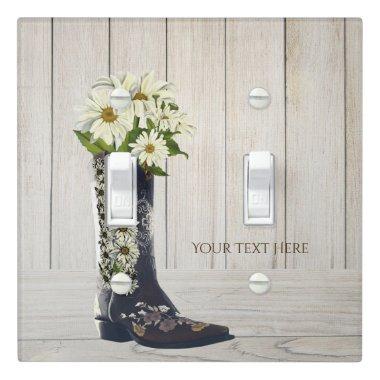 Rustic Country Boot with Daisies Light Switch Cover