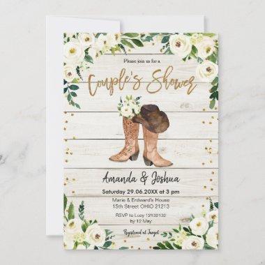 Rustic Country Boots Couple's Shower Invitations