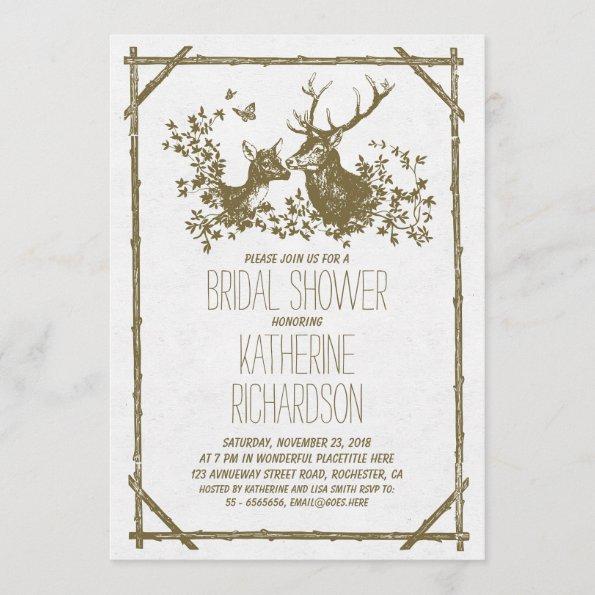 Rustic country bridal shower invites with deer