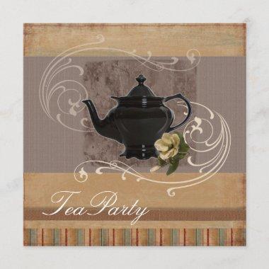Rustic Country Bridal Shower Tea Party Invitations
