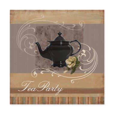 Rustic Country Bridal Shower Tea Party Invitations