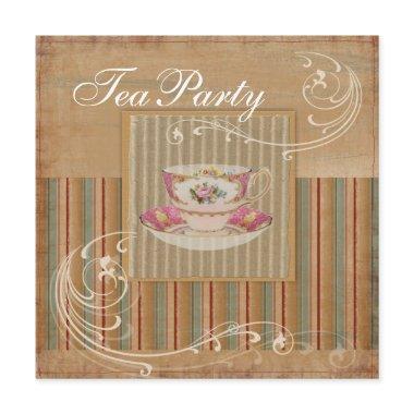 Rustic Country Bridal Shower Tea Party Invitations