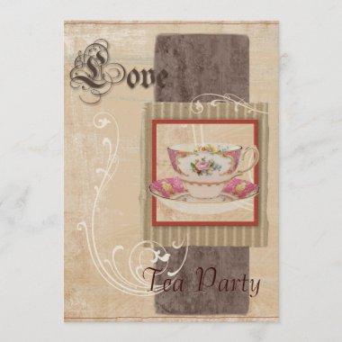 Rustic Country Bridal Shower Tea Party Invitations