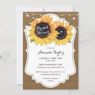 Rustic Country Burlap Sunflower Bridal Shower Invitations